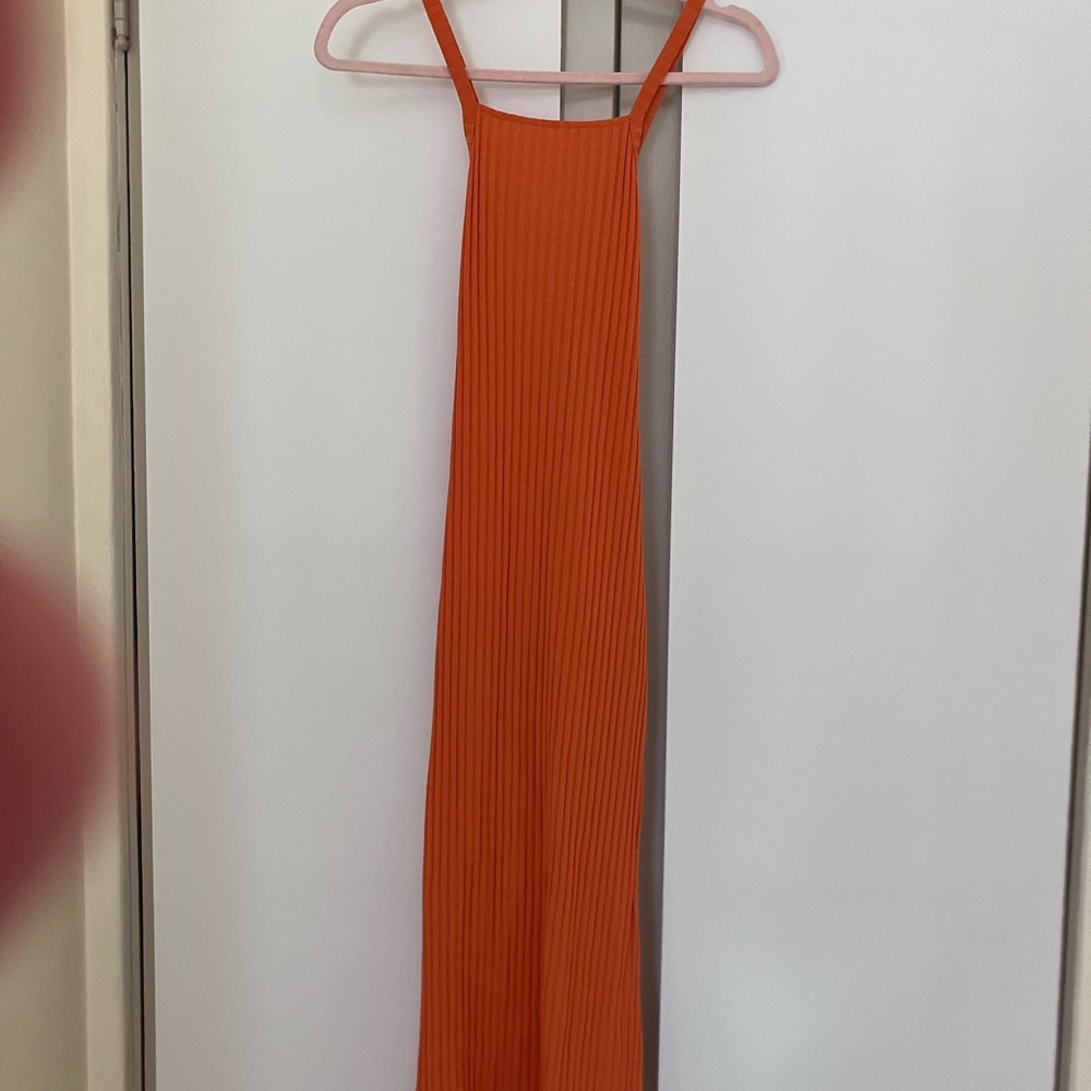 Zara Vibrant Orange Ribbed Top